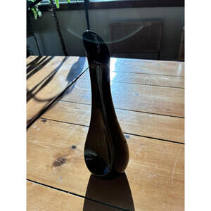 Vintage MCM black swung vase 9"